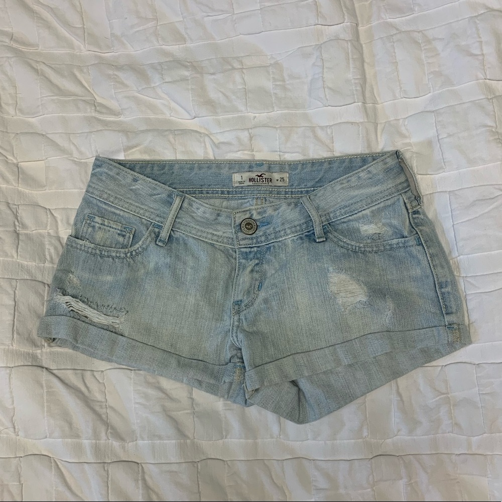 Hollister light washed distressed denim shorts